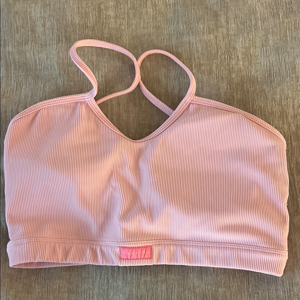 Pink Ribbed sports bra by Agwnt 84